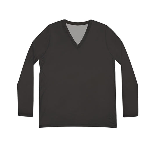 Faithful Layers: Women’s Luxe V-Neck – Charcoal Black
