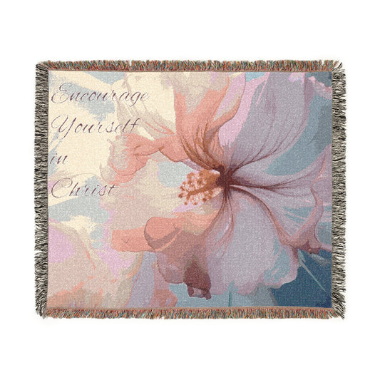 Encourage Yourself in Christ – Watercolor Floral Woven Throw
