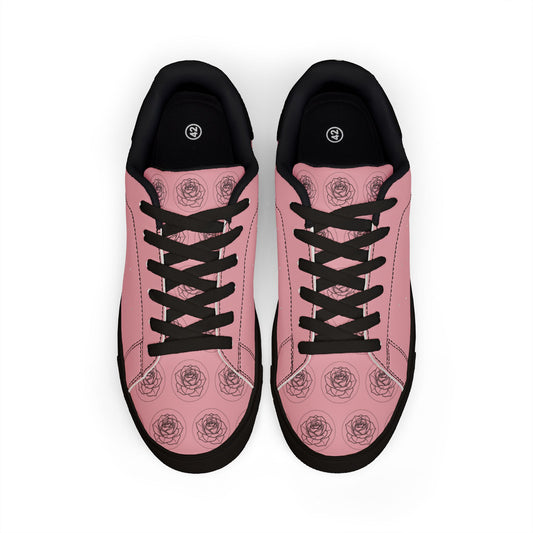 Petal Blush Low-Top Leather Sneakers — Low-Top Casual Shoes