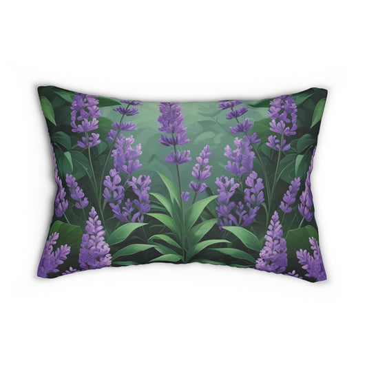 Rest Among the Lavender: Faithful Calm Lumbar Pillow, Lavender Print Cushion, Home Decor, Gift for Garden Lovers, Relaxing Atmosphere Accent Pillow