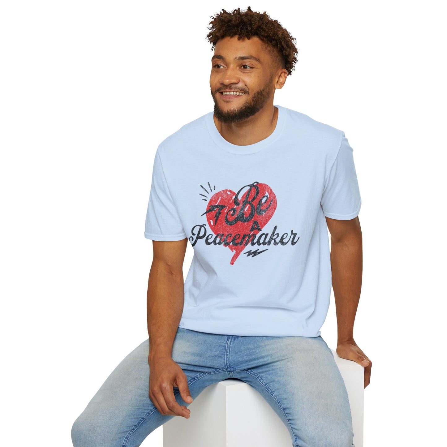 Be a Peacemaker Unisex Graphic Tee— Red Heart Retro Design