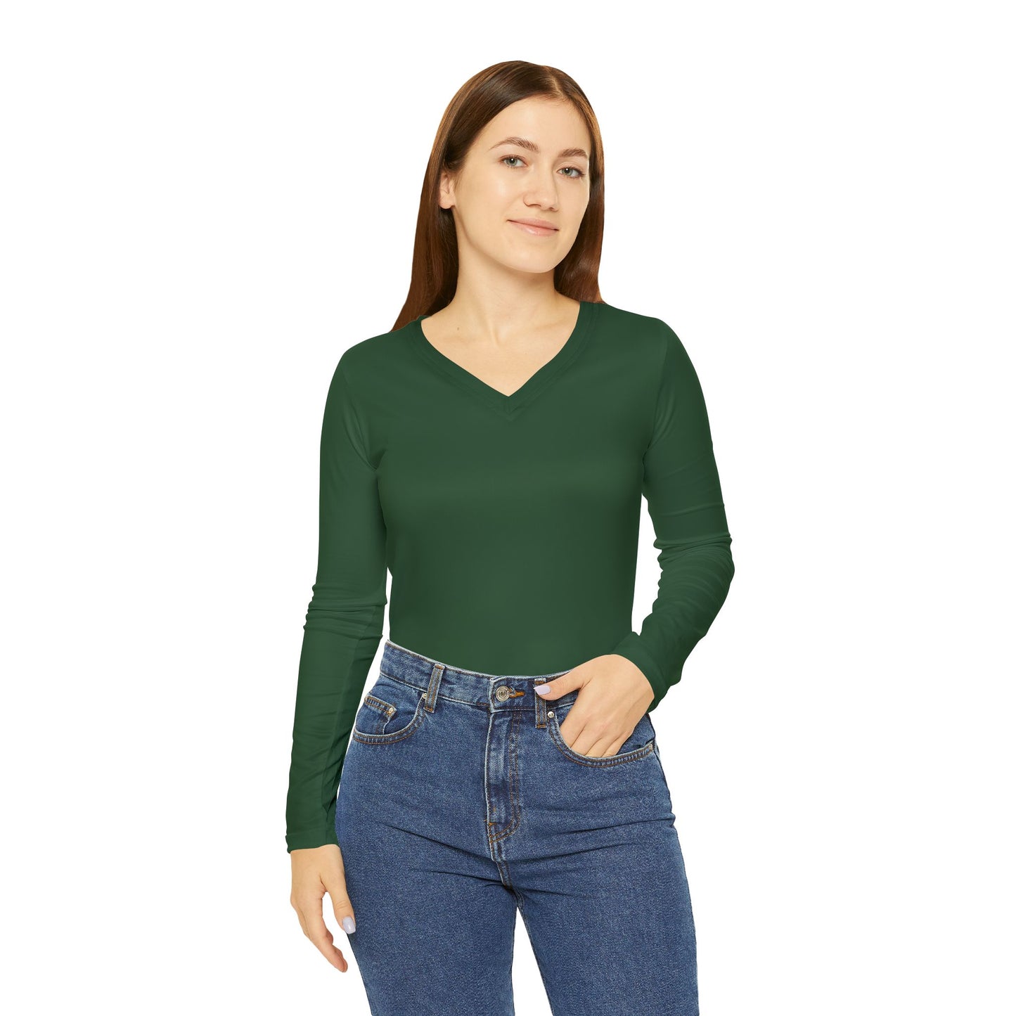 Faithful Layers: Women’s Luxe V-Neck – Evergreen