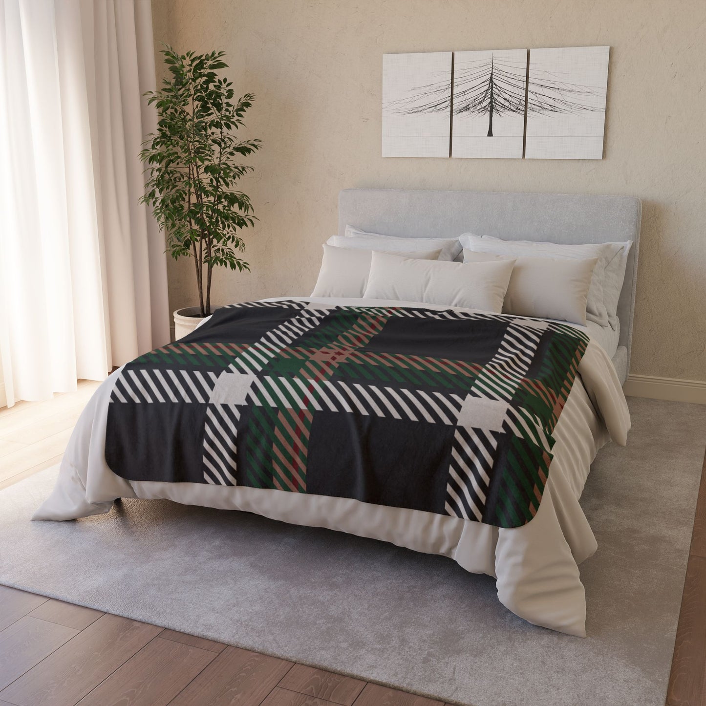 Faithful Tartan | Luxe Sherpa Throw Blanket (Available with Cream or Gray Underside)