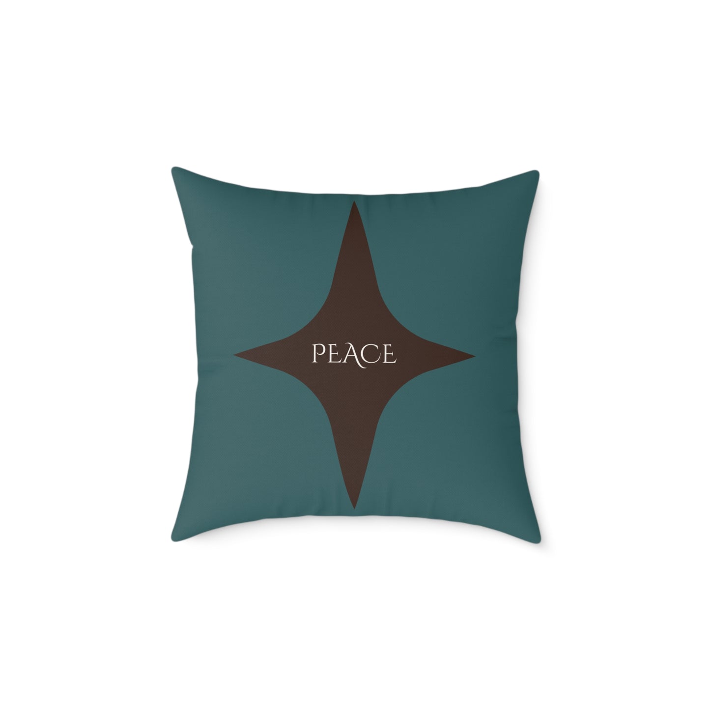 Peace Geometric Accent Pillow – Transformative Teal + Dark Cocoa