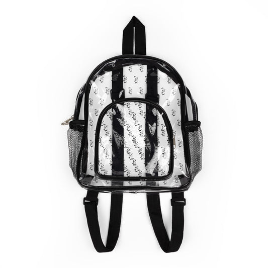 “Clearly Called” Mini Stadium Backpack – Transparent with Scattered Roses Print