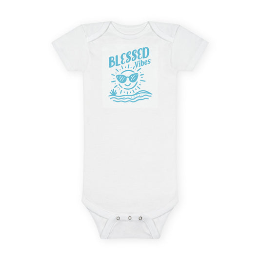 Blessed Vibes Organic Baby Onesie – Sky, Summer Gift for Newborns, Eco-Friendly Onesie, Baby Shower Gift, Cute Baby Clothing
