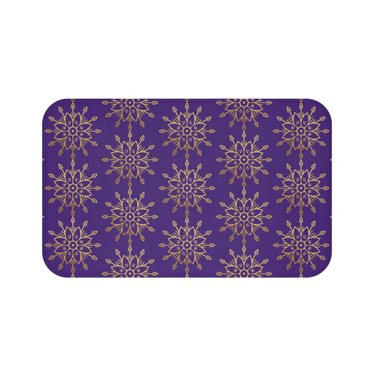 Regal Radiance – Purple & Gold Faith-Inspired Bath Mat