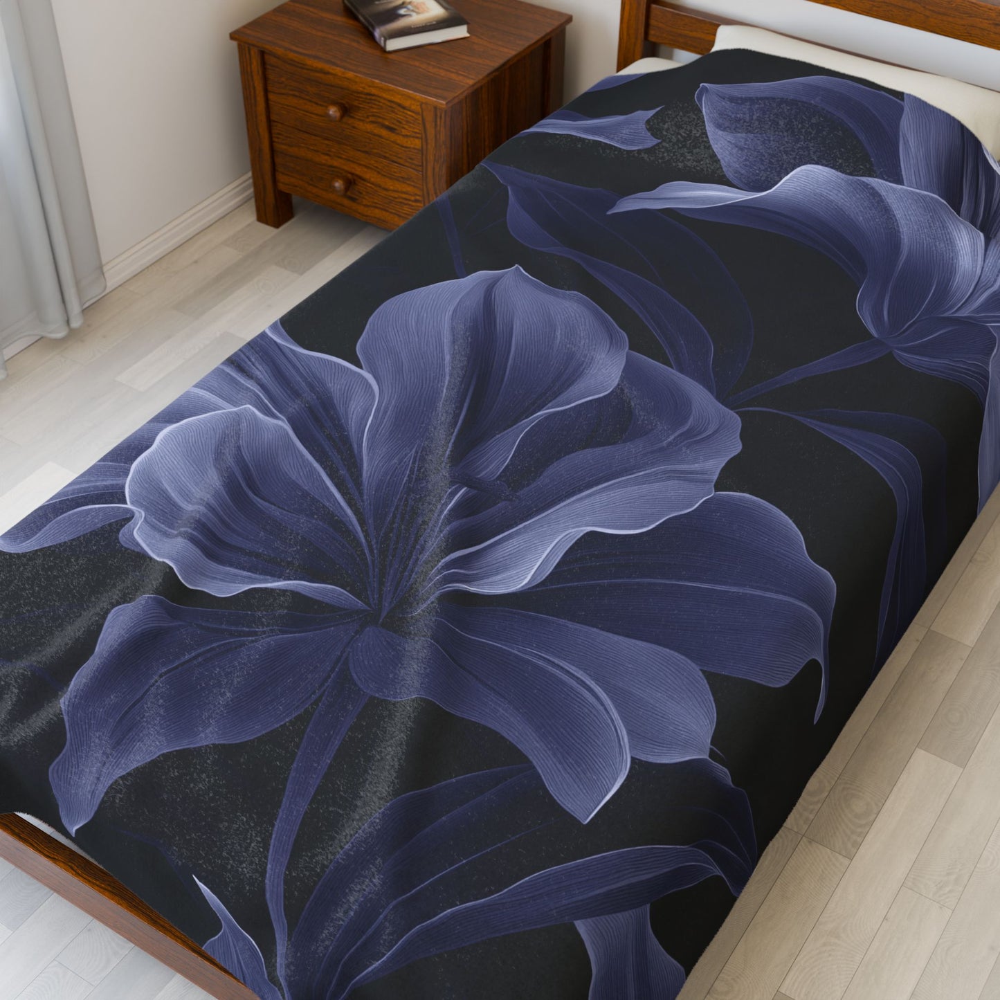 Midnight Bloom Throw Blanket
