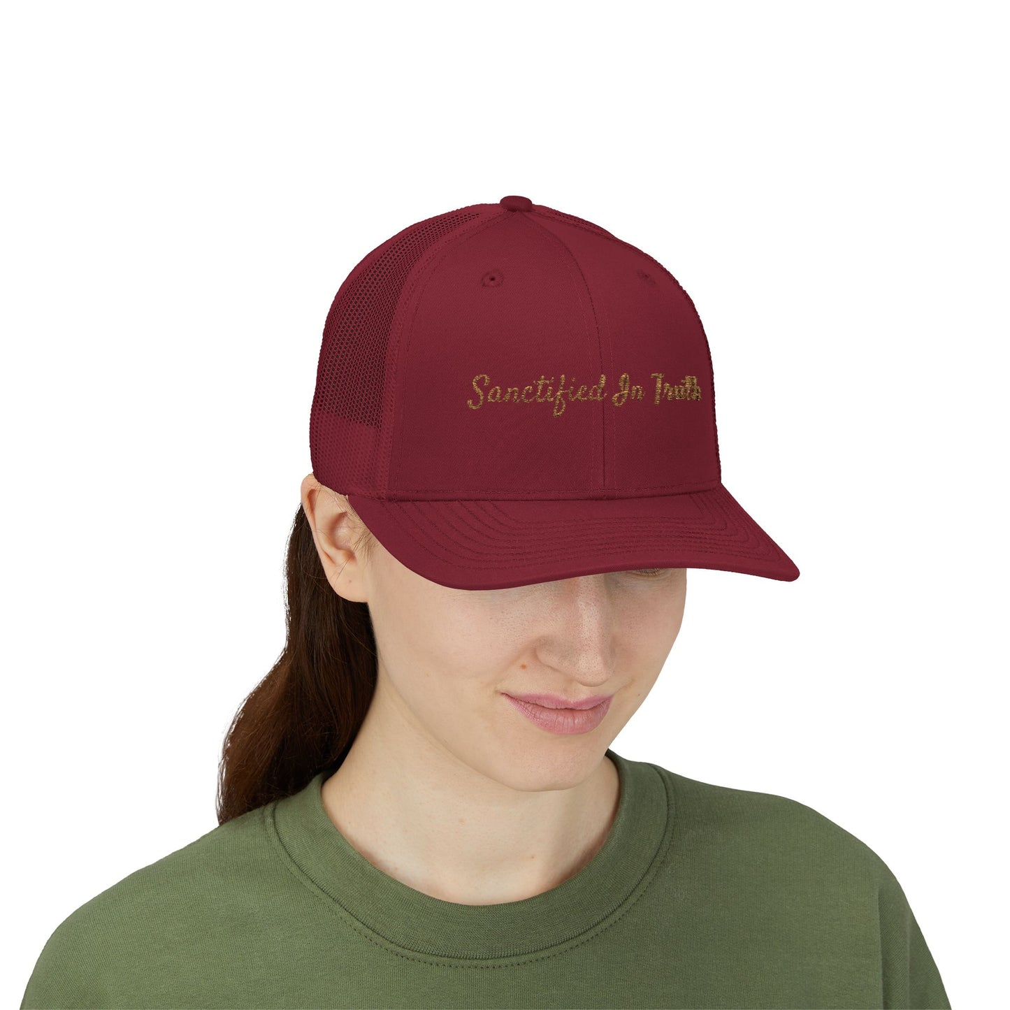 Sanctified In Truth Mesh Trucker Hat – Faith on the Go
