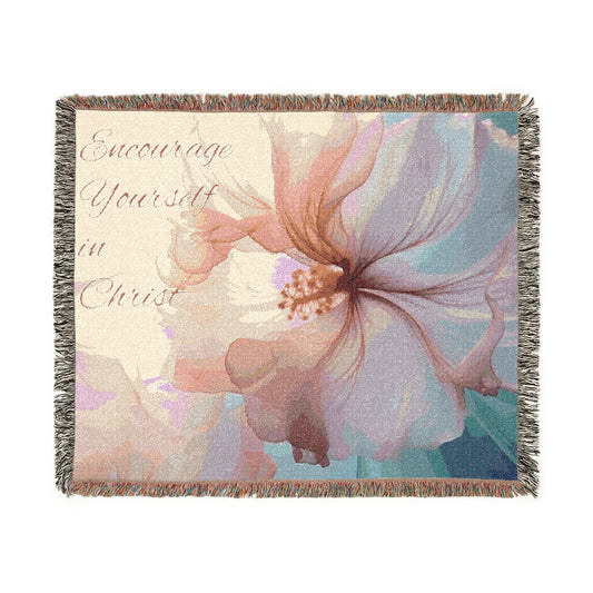 Encourage Yourself in Christ – Watercolor Floral Woven Throw