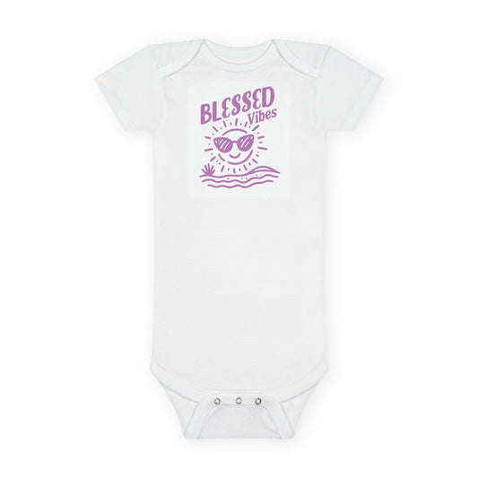 Blessed Vibes Organic Baby Onesie, Summer Gift for Newborns, Eco-Friendly Onesie, Baby Shower Gift, Cute Baby Clothing