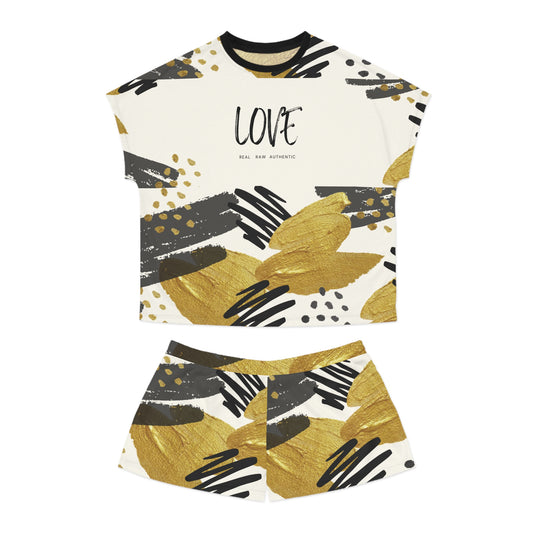 Real. Raw. Authentic. LOVE – Women’s Black & Gold Abstract Pajama Set
