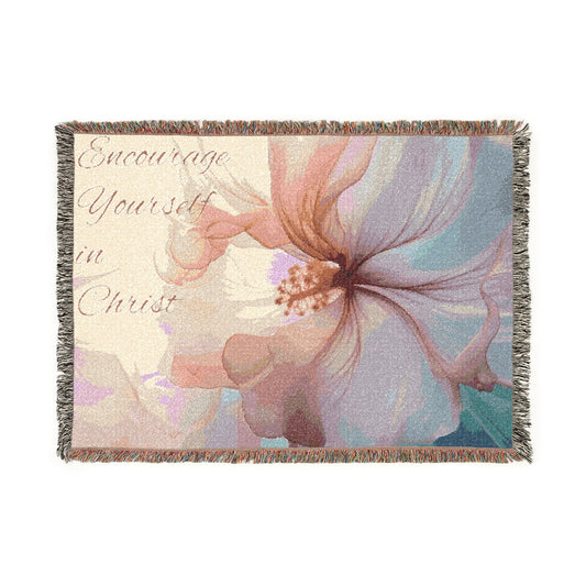 Encourage Yourself in Christ – Watercolor Floral Woven Throw
