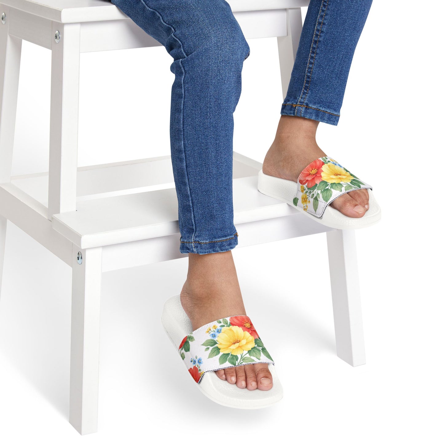 Petal Bloom Girls Slides | Golden Unfurling