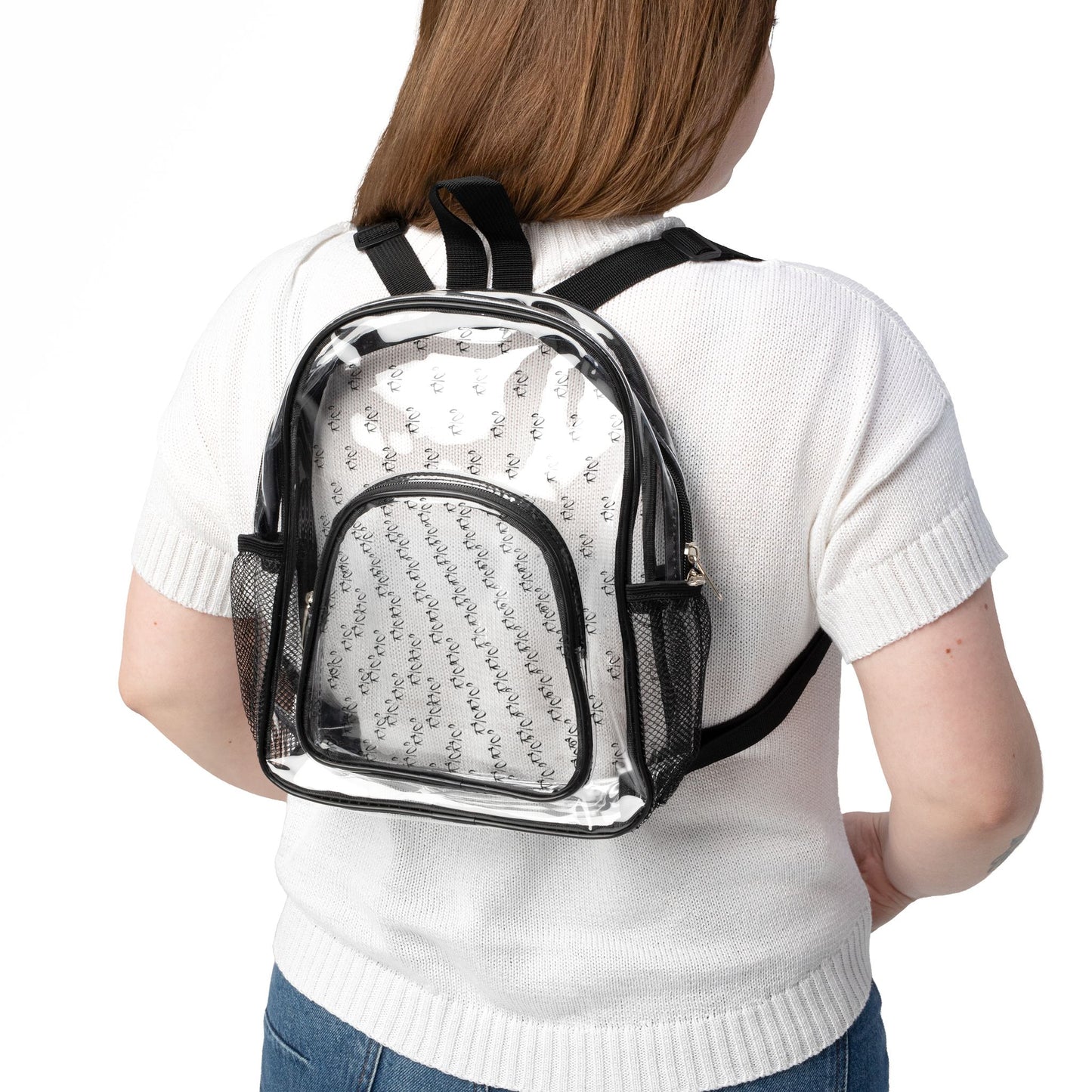 “Clearly Called” Mini Stadium Backpack – Transparent with Scattered Roses Print