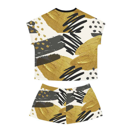 Real. Raw. Authentic. LOVE – Women’s Black & Gold Abstract Pajama Set