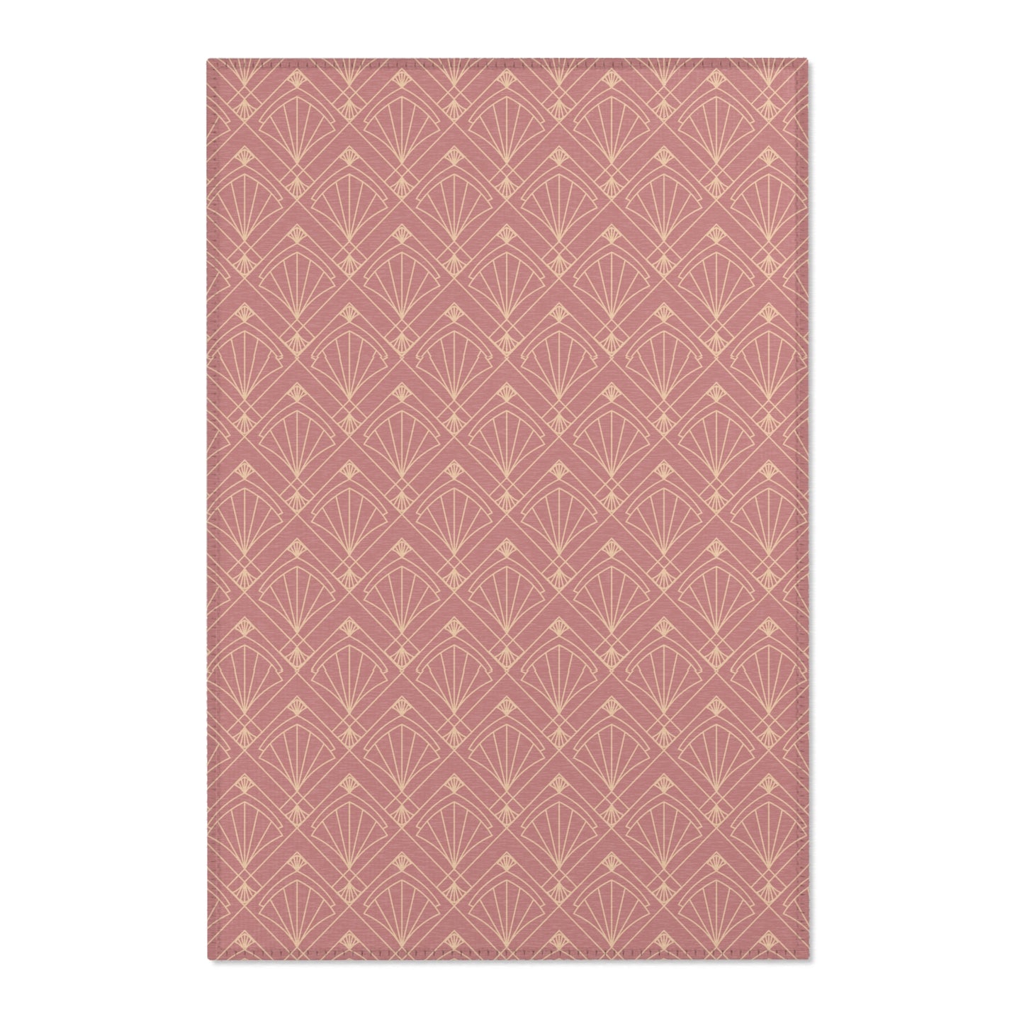 Rose Radiance Art Deco Rug – Champagne Gold on Muted Rose