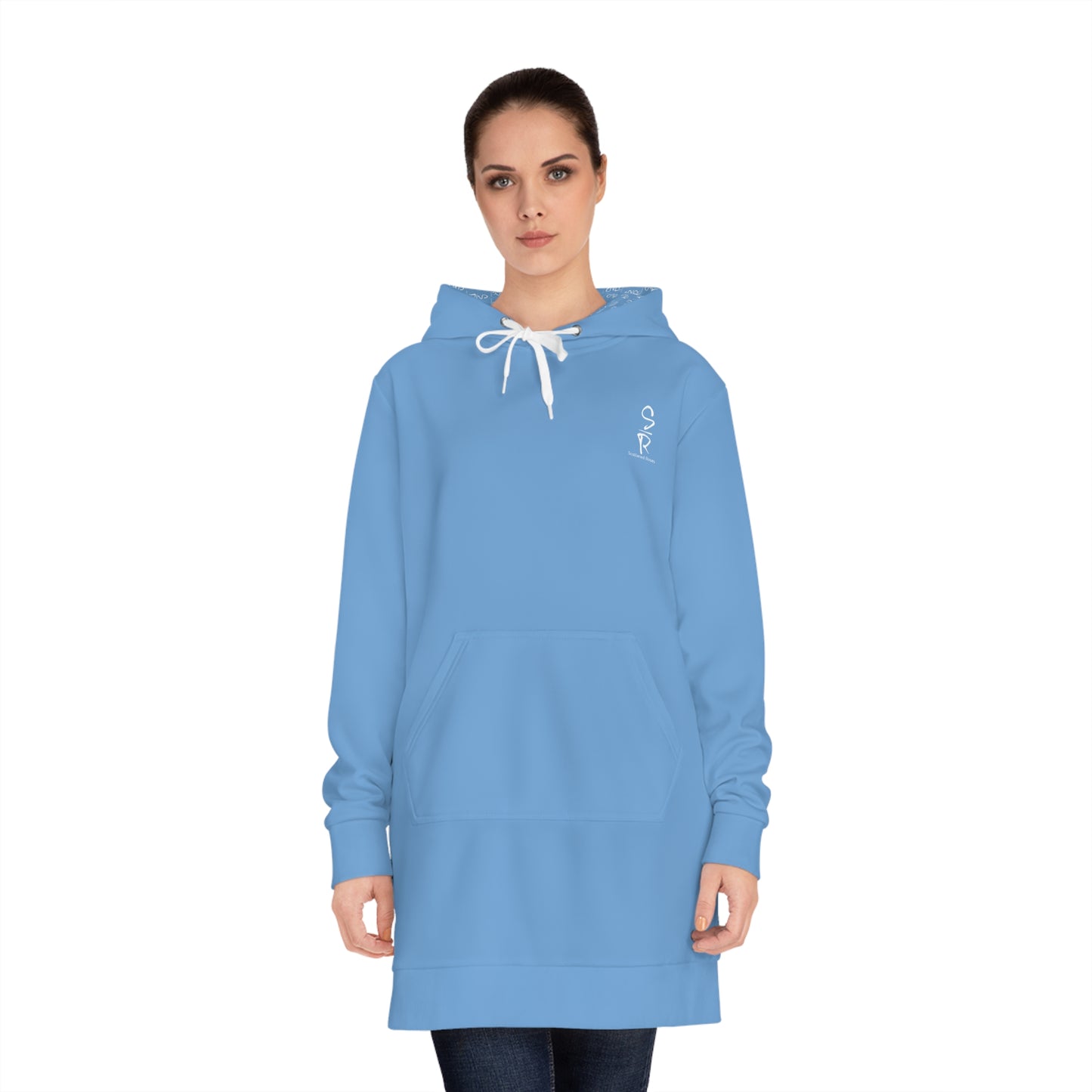 Heaven-Bound Calm – Sky Blue Hoodie Dress