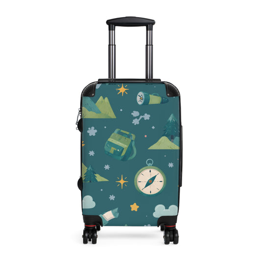 Brave Little Explorer Kids Carry-On Luggage – Deep Teal Adventure Print