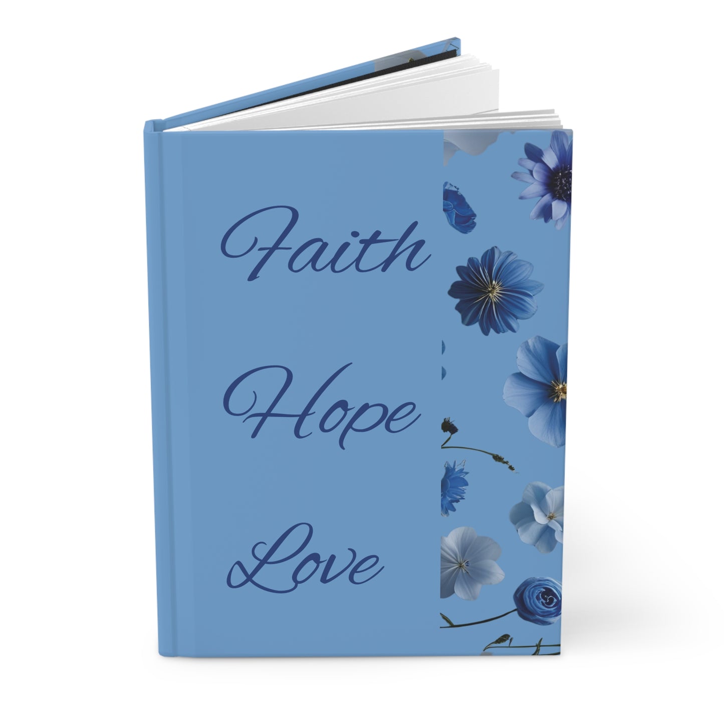 Faith Hope Love – Blue Floral Hardcover Journal