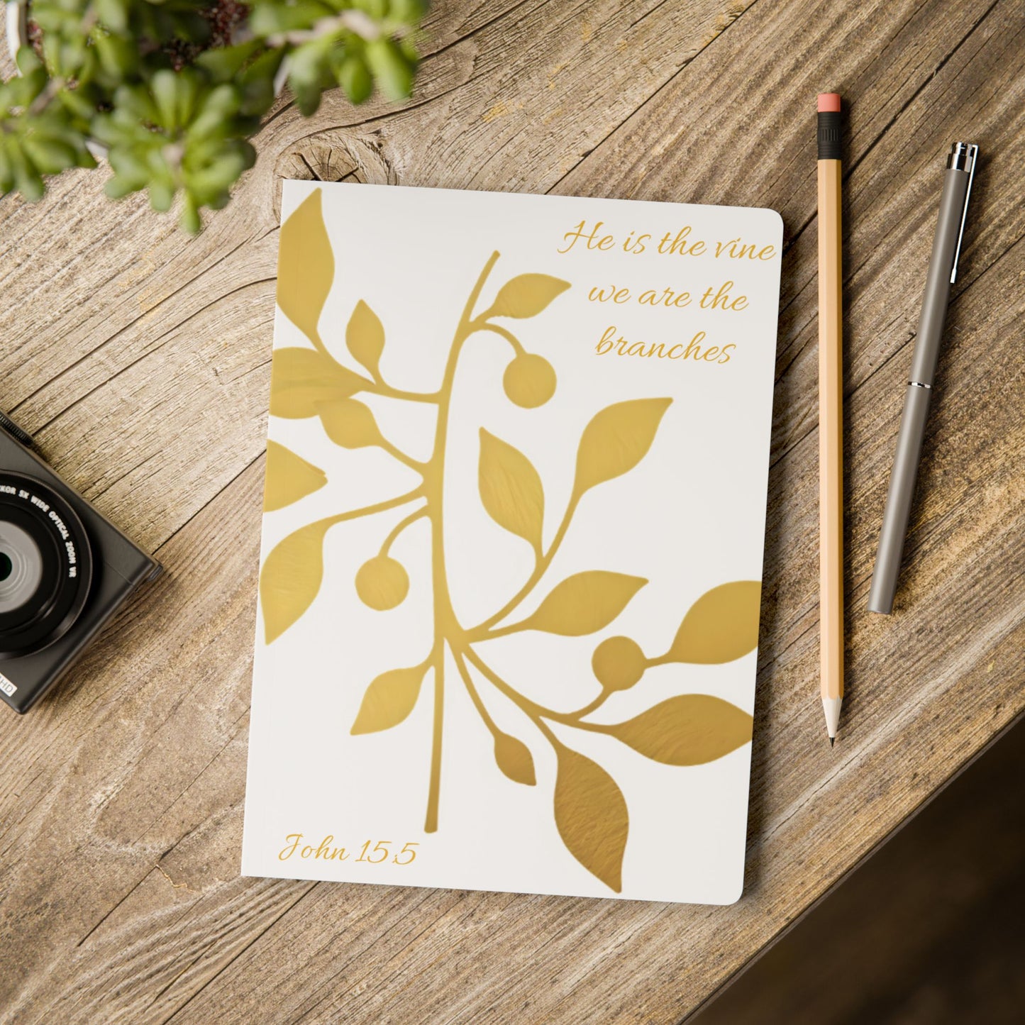 The Vine & The Branches – John 15:5 Journal (White & Gold)