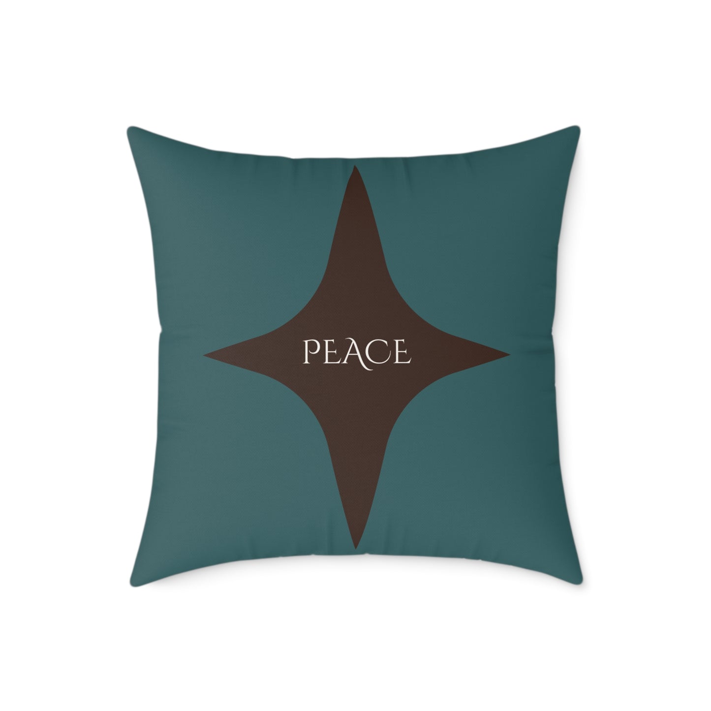 Peace Geometric Accent Pillow – Transformative Teal + Dark Cocoa