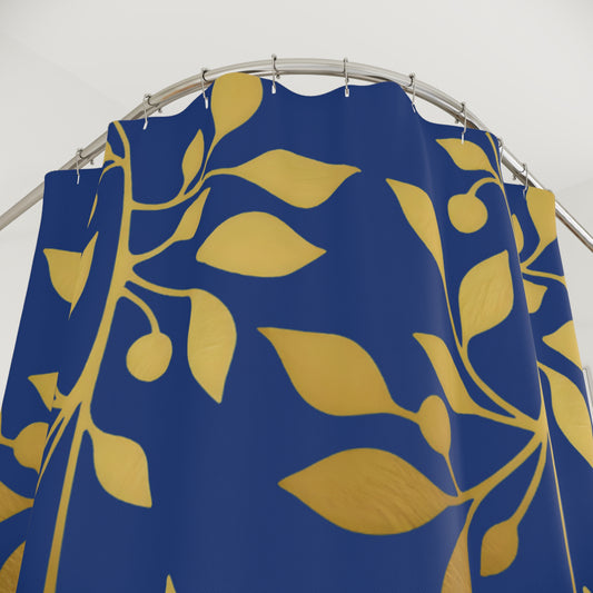 Golden Olive – Royal Blue Faith-Inspired Shower Curtain