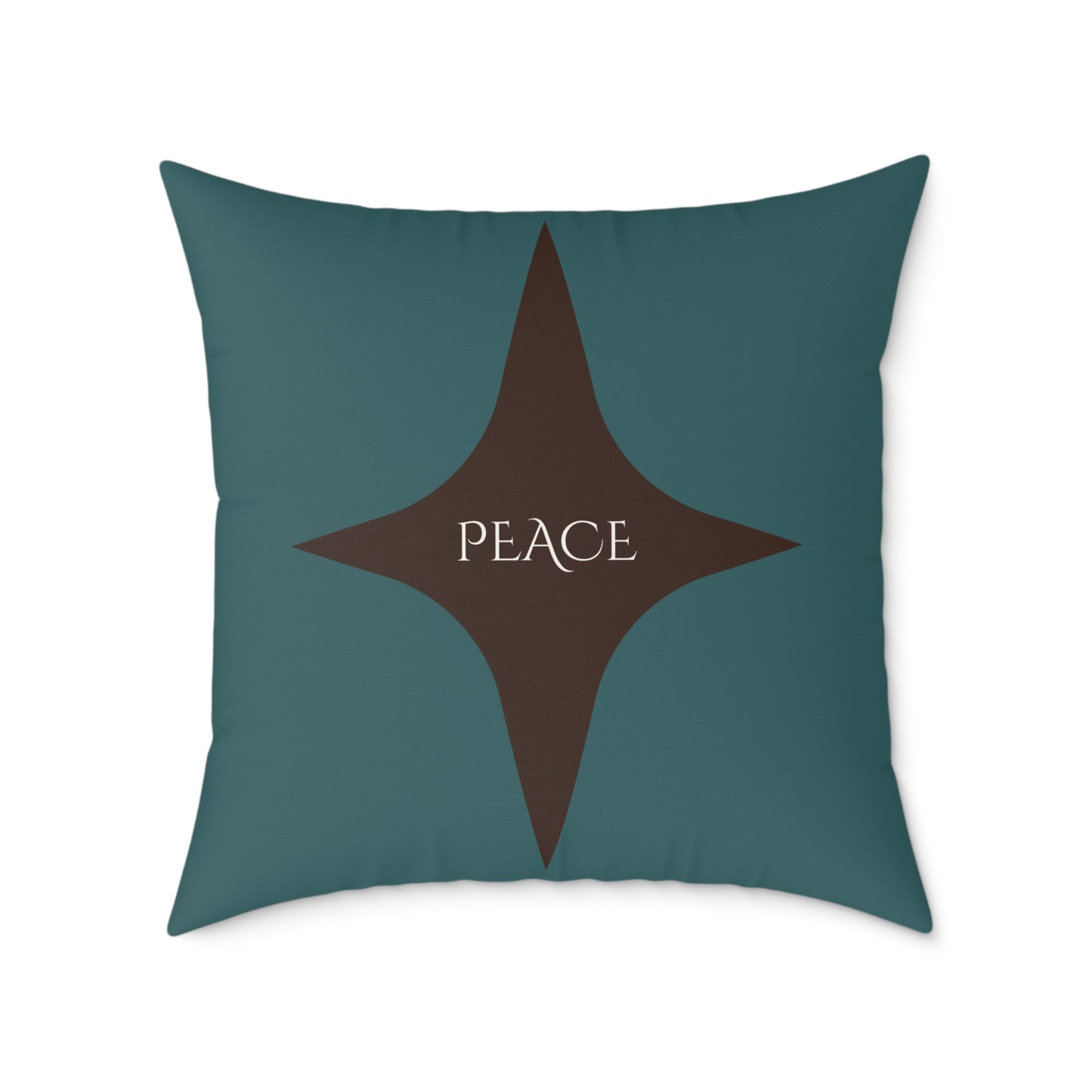 Peace Geometric Accent Pillow – Transformative Teal + Dark Cocoa