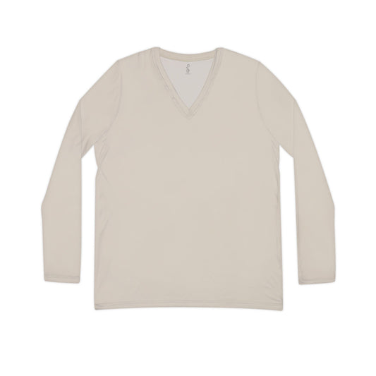Faithful Layers: Women’s Luxe V-Neck – Stone Beige