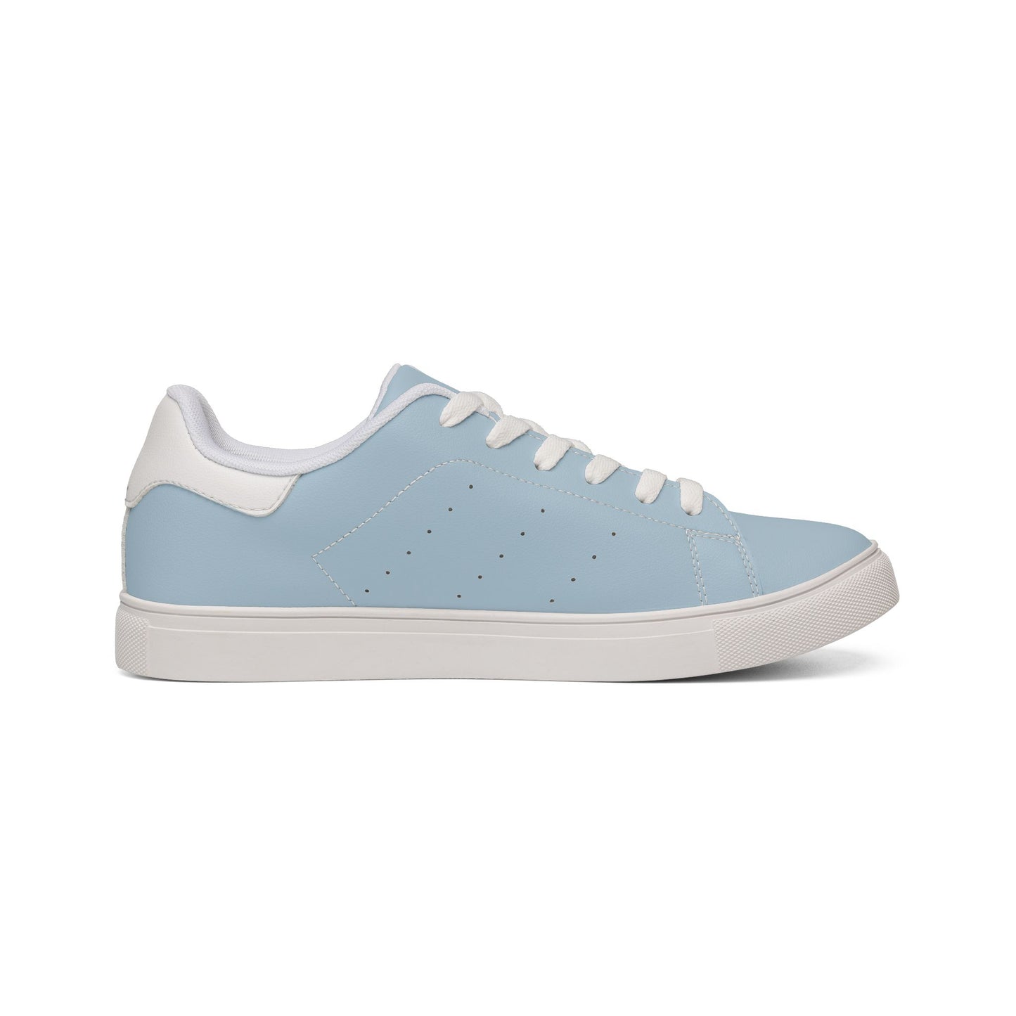 Light blue sneaker with white accents on a white background