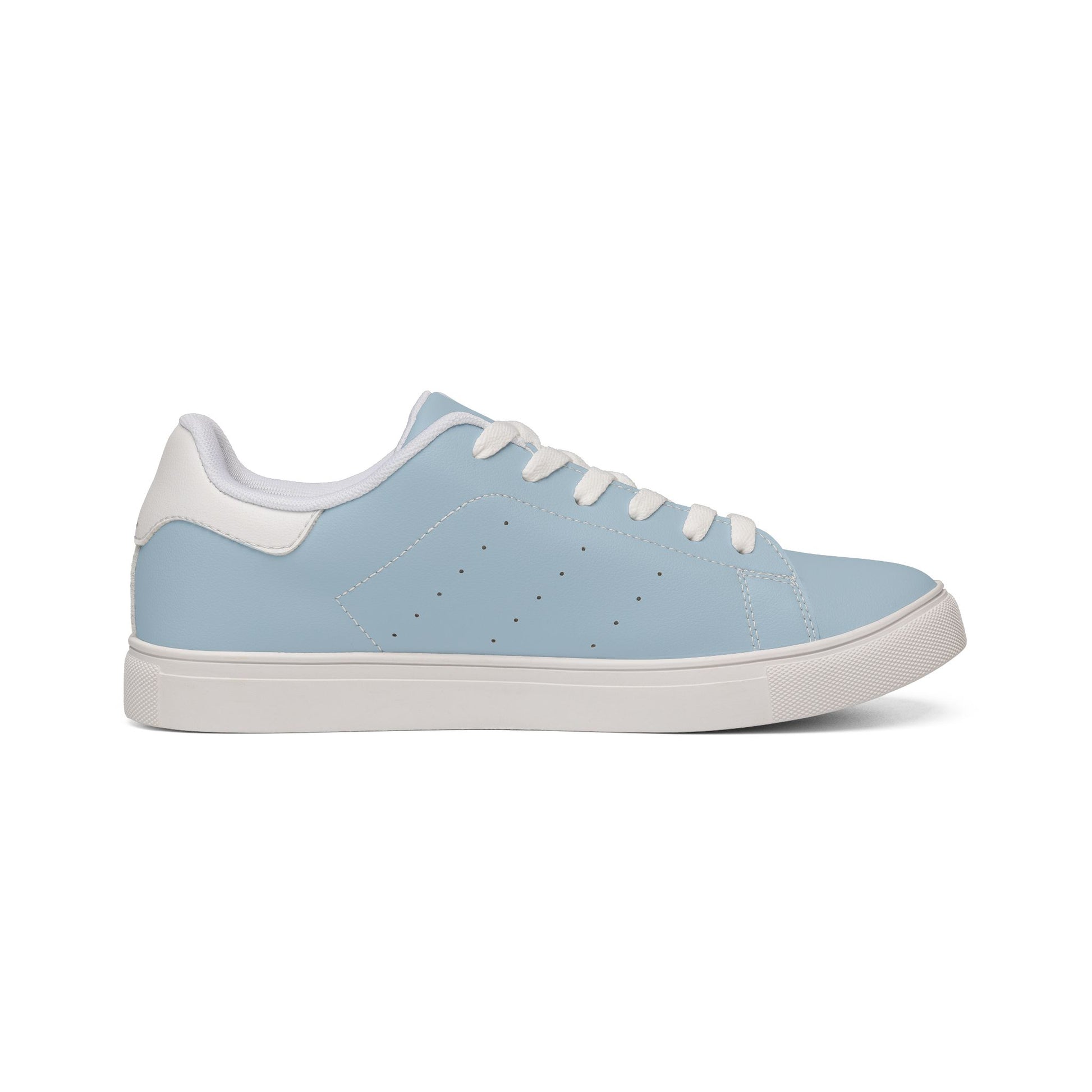 Light blue sneaker with white accents on a white background