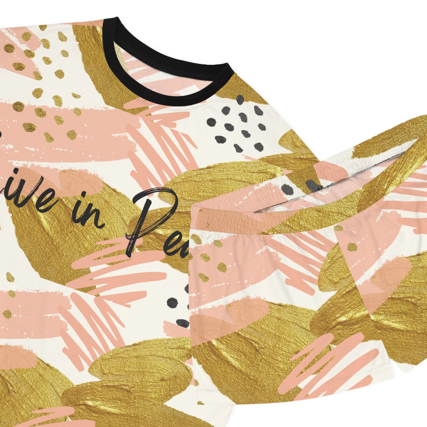 Live in Peace – Women’s Blush & Gold Pajama Set