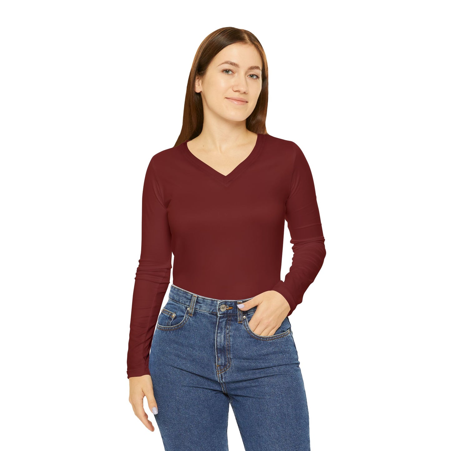Faithful Layers: Women’s Luxe V-Neck – Oxblood