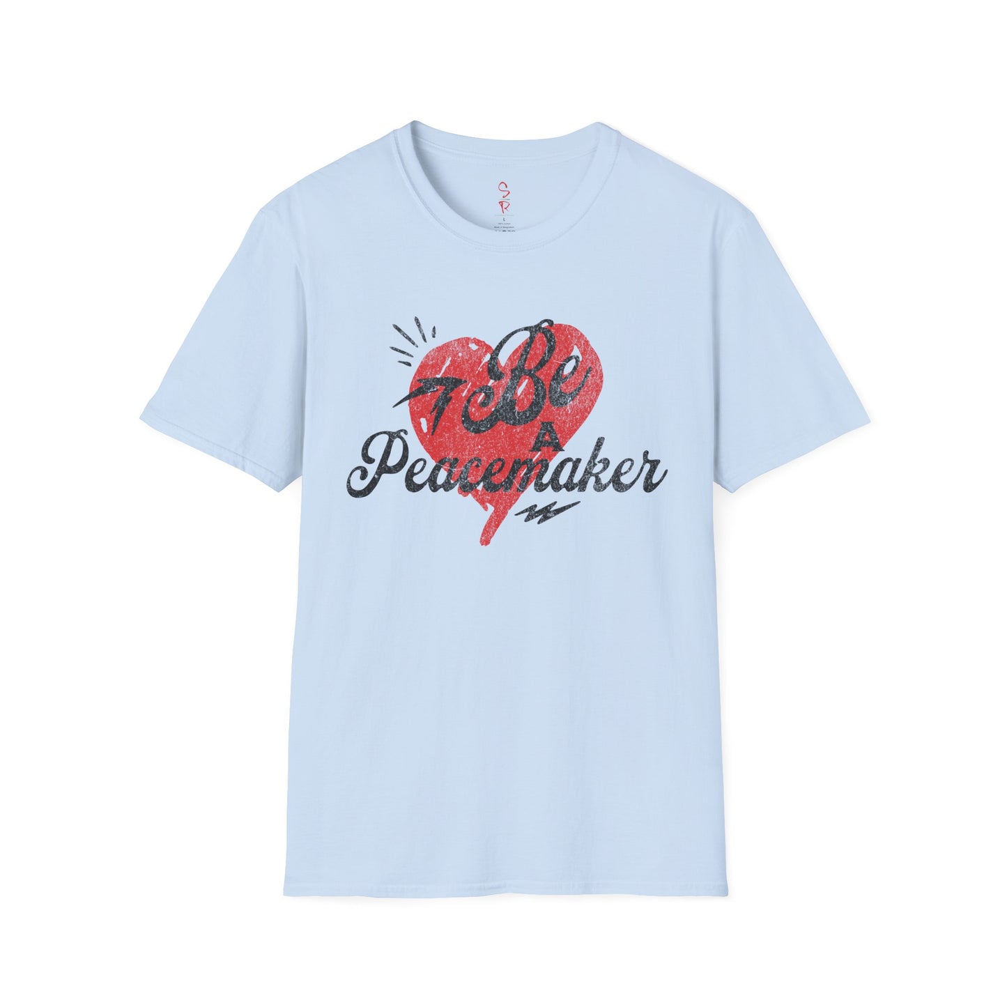 Be a Peacemaker Unisex Graphic Tee— Red Heart Retro Design