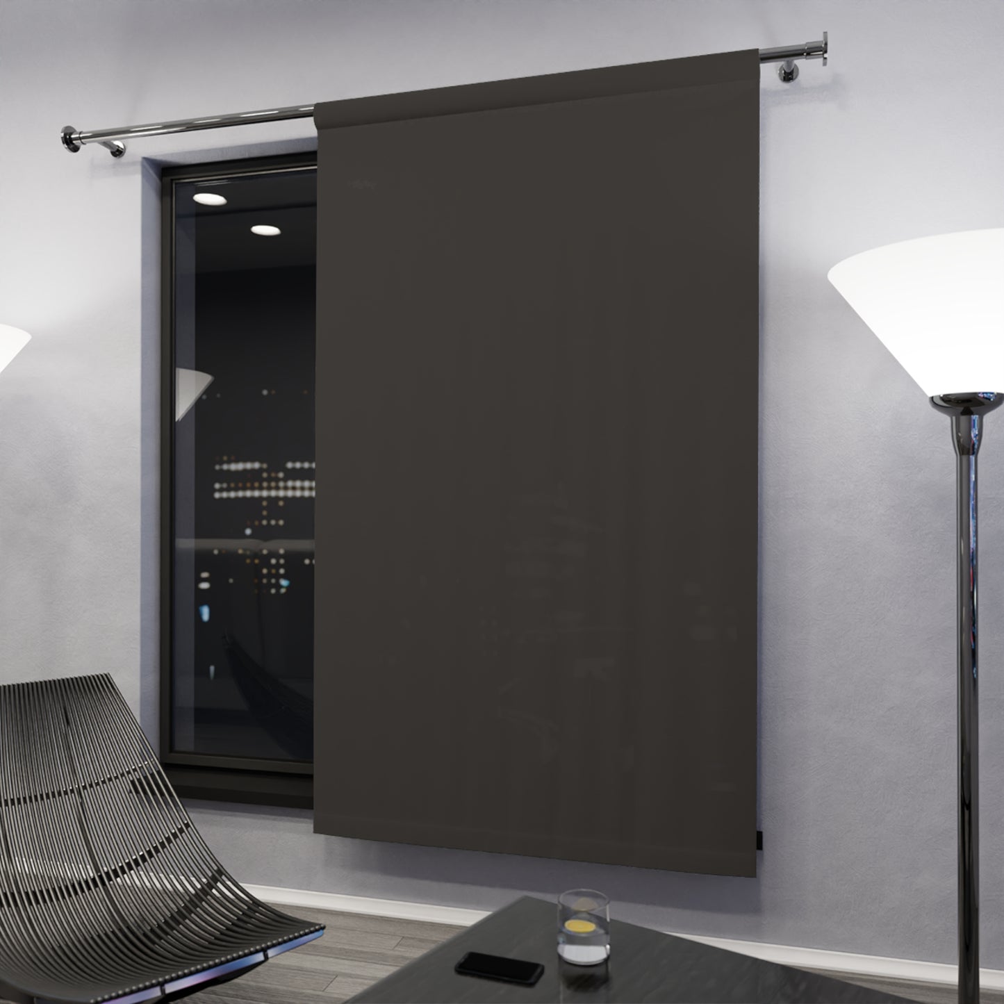 Gilded Rhythm Curtain Panel – Charcoal — Light-Blocking Single Curtain for Living Room, Bedroom, Home Décor