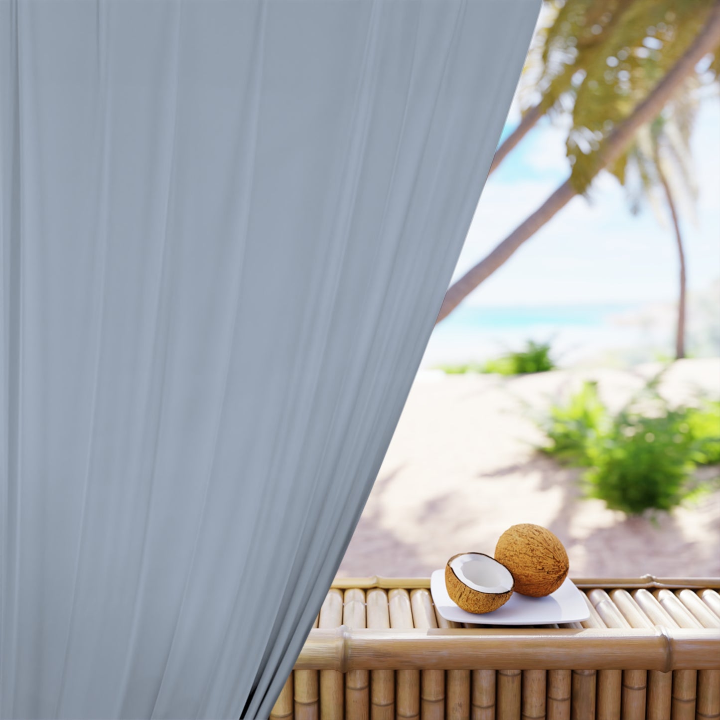 Celestial Ground Curtain Panel – Soft Celeste— Single Light-Filtering Window Curtain