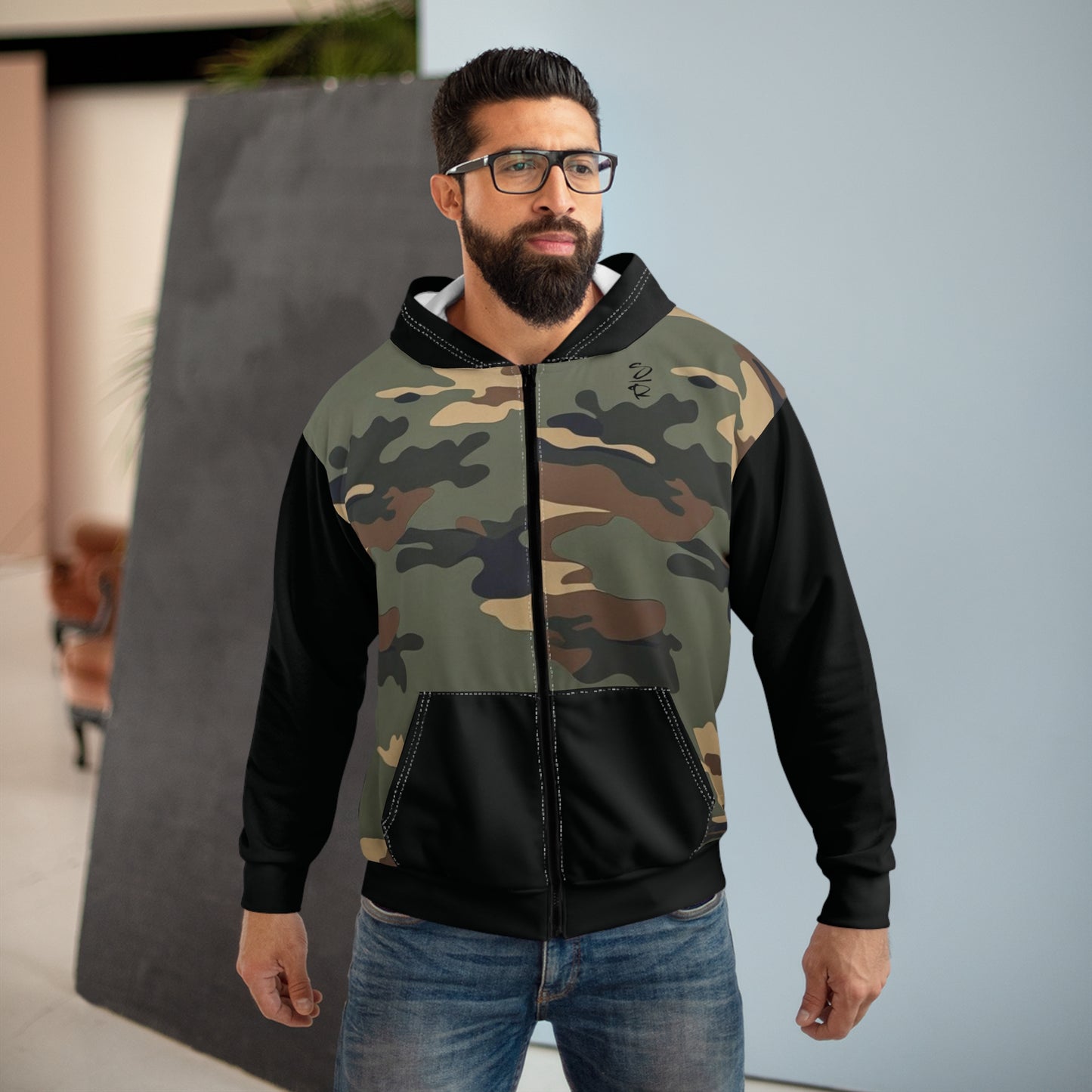 Armor & Assurance – Unisex Camo Zip Hoodie