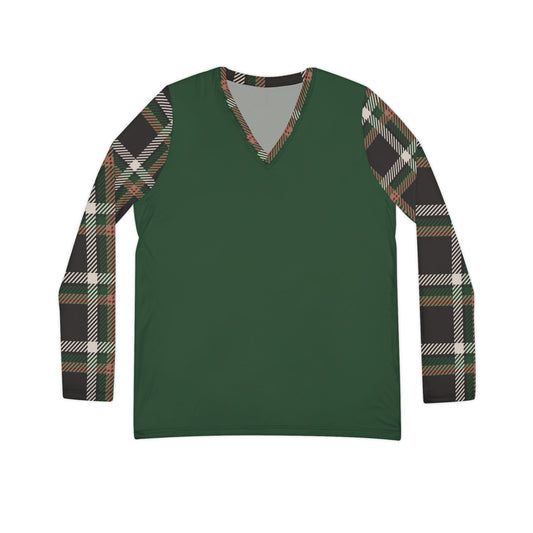 Faithful Tartan V-Neck Top – Evergreen