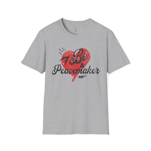Be a Peacemaker Unisex Graphic Tee— Red Heart Retro Design