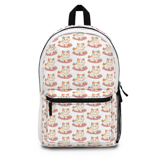 Backpack with cat pattern on a white background