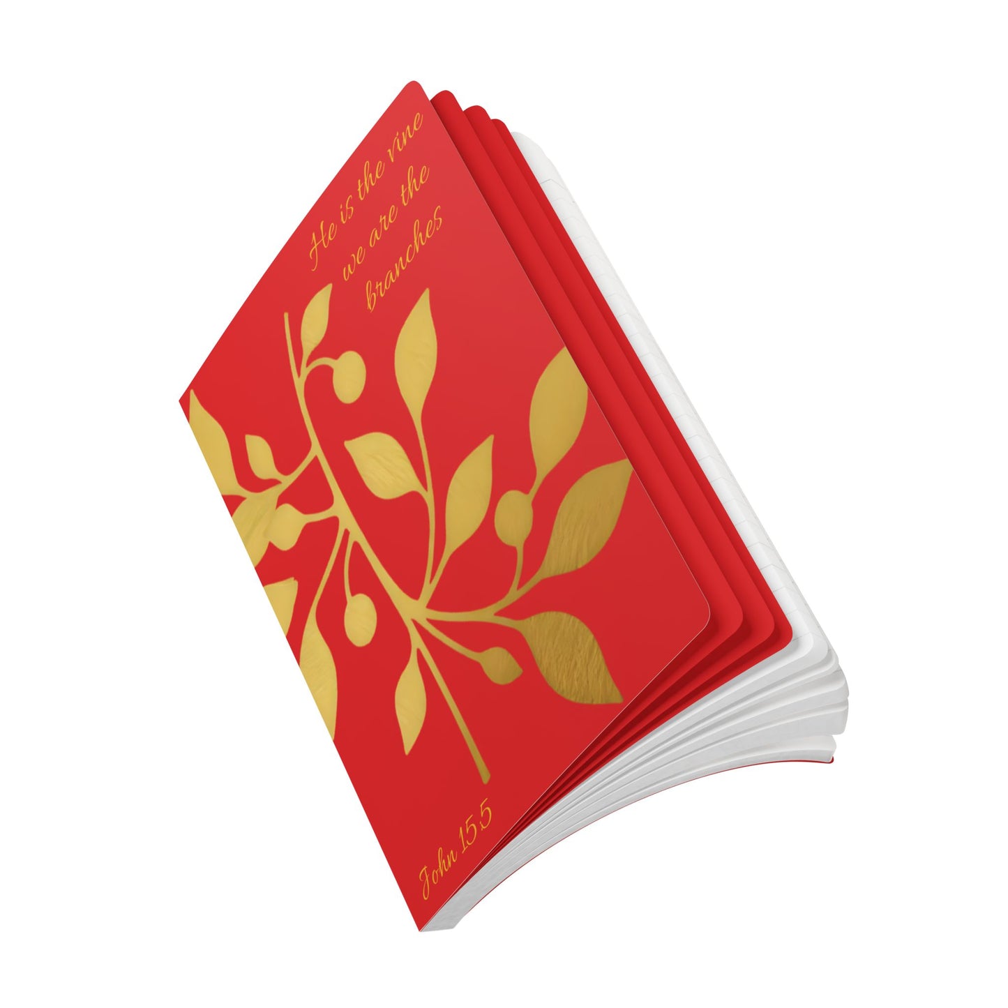 The Vine & The Branches – John 15:5 Journal (Red & Gold), Faith Journal, Prayer Journal, Christian Notebook, Gift for Women, Religious Journal