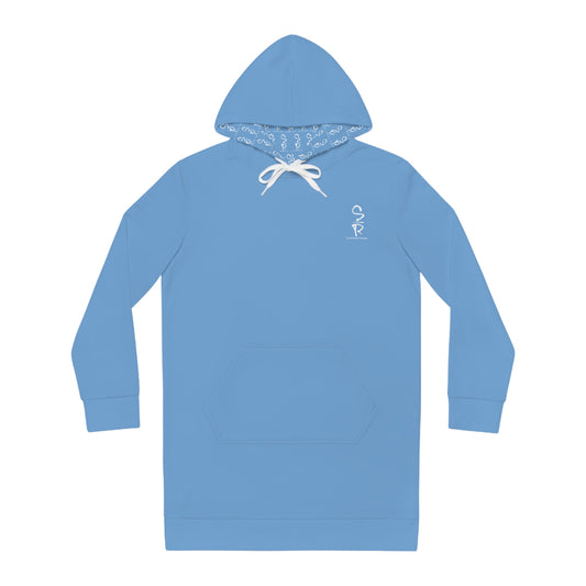 Heaven-Bound Calm – Sky Blue Hoodie Dress