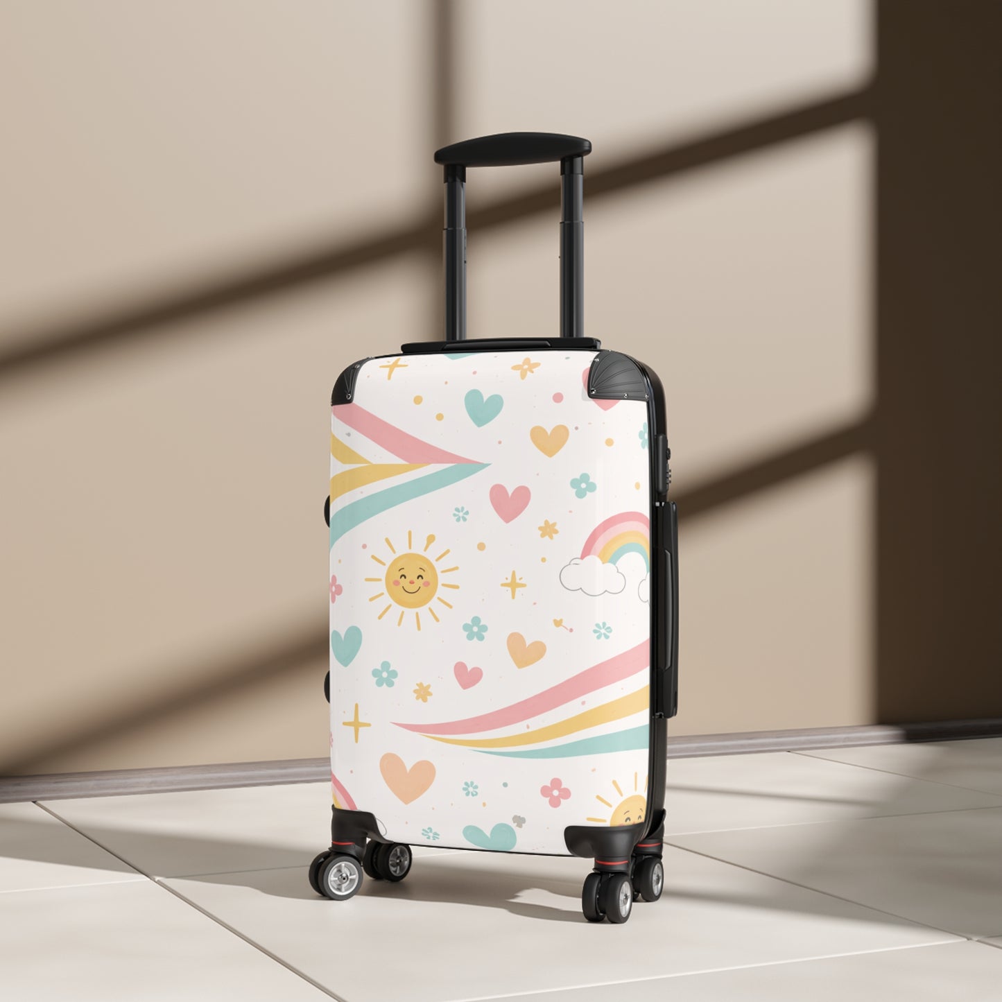 Joyful Steps Kids Carry-On Luggage – Pastel Rainbow Print