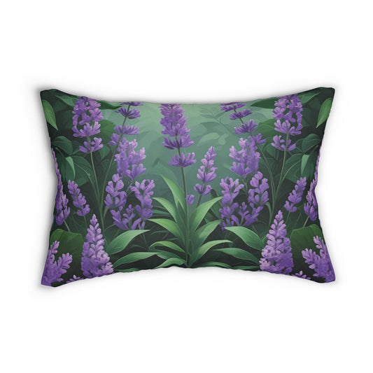Rest Among the Lavender: Faithful Calm Lumbar Pillow, Lavender Print Cushion, Home Decor, Gift for Garden Lovers, Relaxing Atmosphere Accent Pillow