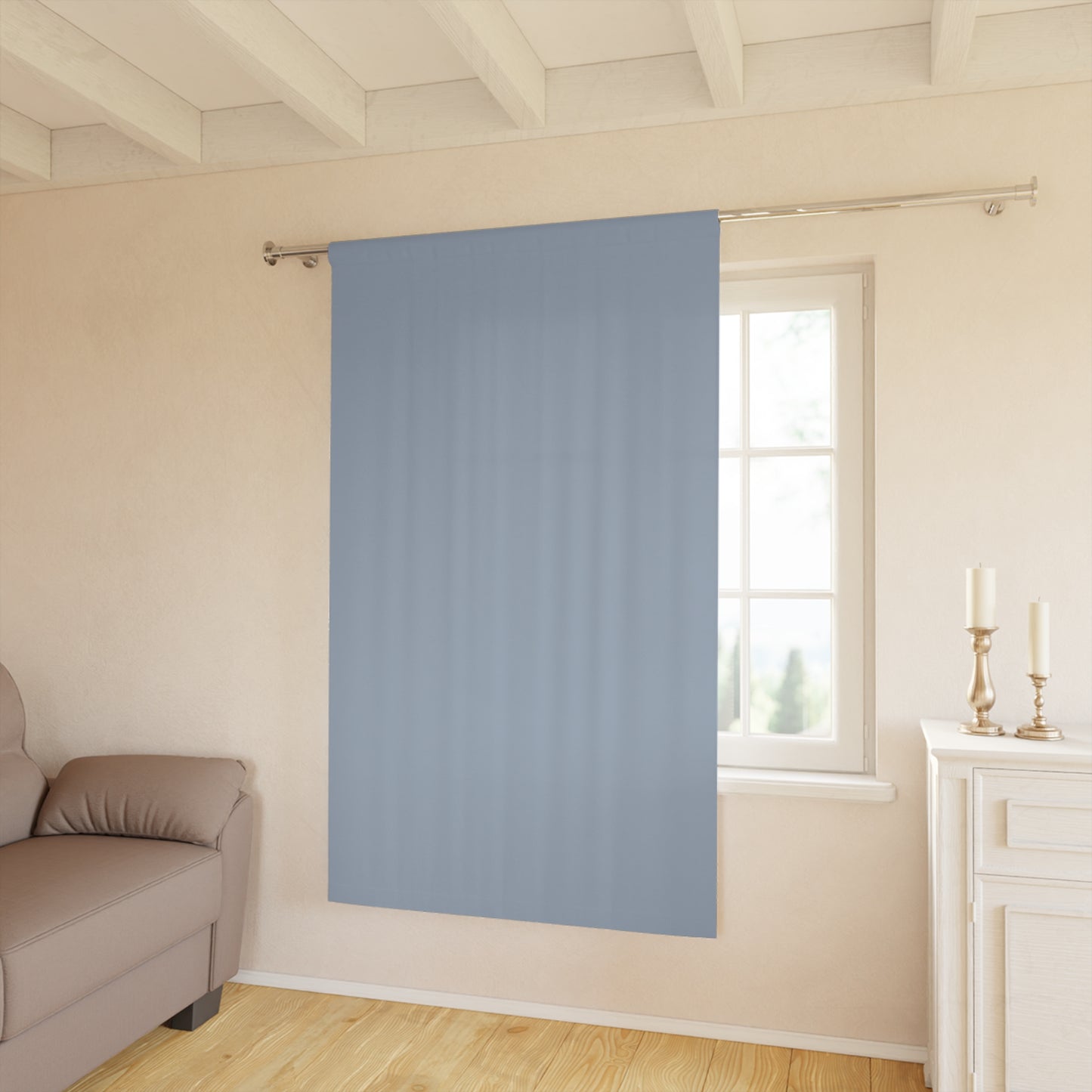 Celestial Ground Curtain Panel – Soft Celeste— Single Light-Filtering Window Curtain