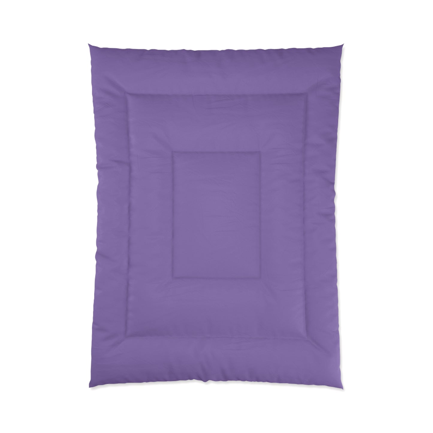 Purple comforter on a white background