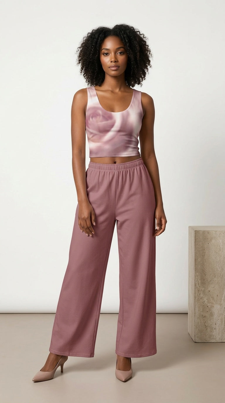 Rosewood Ease Wide-Leg Pants
