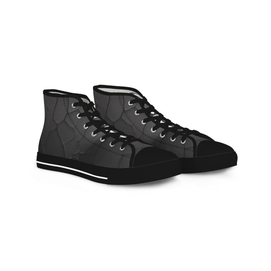 Black high-top sneakers on a white background