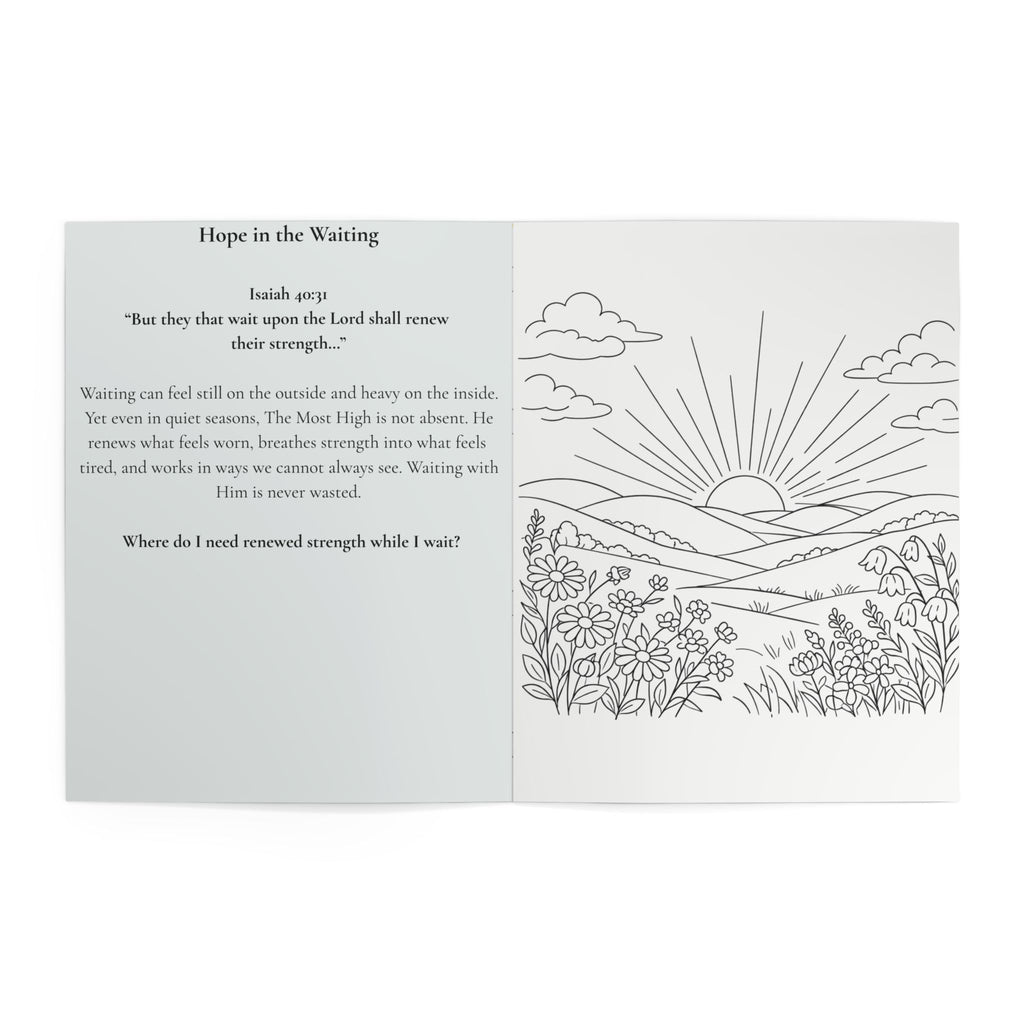 Open book with text and illustrations on a white background